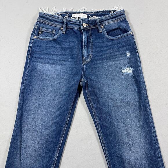 KanCan High Rise Distressed Jeans Women 26โ Button Fly Raw Hem Exclusive Fit - Picture 2 of 11